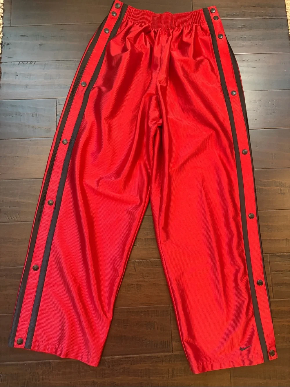 Vintage Nike Red Snap-Button Joggers with Black Side Trim baggy 90’s Y2K baller